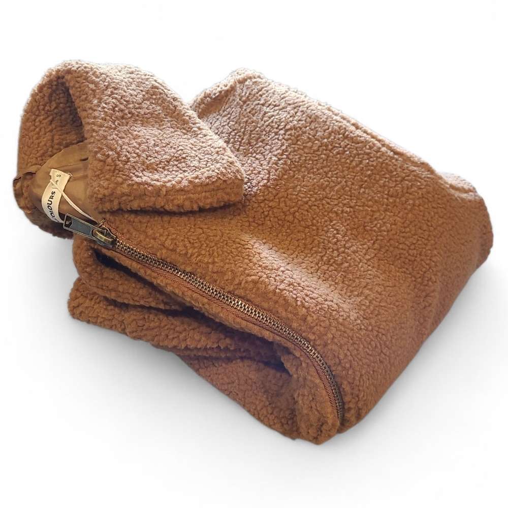 Women's 24 Colours Teddy Fleece Zip Up Jacket Brown Zumiez Small - Picture 14 of 15